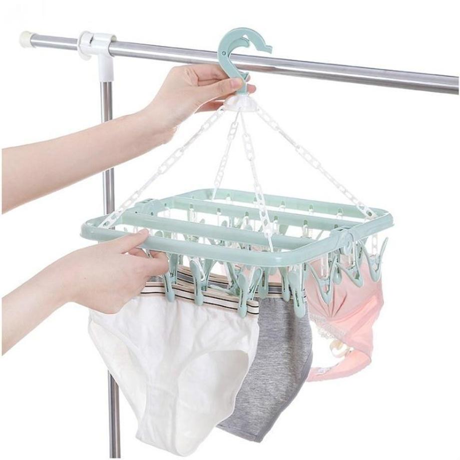 1 ชิ้น 32 คลิปแขวนเสื้อผ้าพับ  - Baby Clothing Hanging Rack บทวิจารณ์และราคา